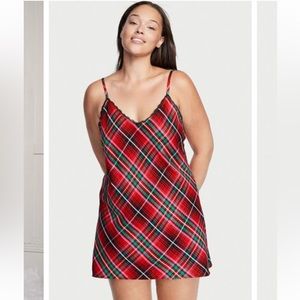 Victoria’s Secret RedGreen Plaid Nightgown/Slip dress